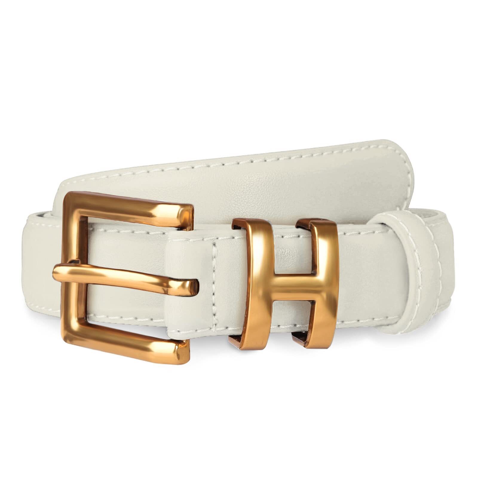 6477 Women's Fashion Classic Metal Buckle Leather Belt With Jeans